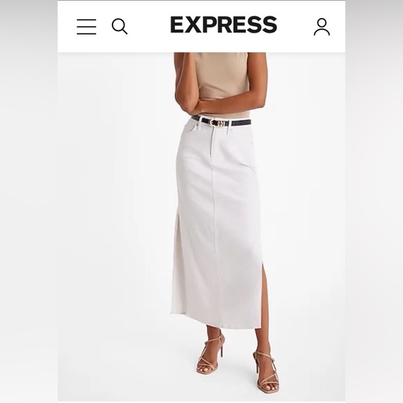 NWT Express Women’s High Waisted White Denim Maxi Skirt
Sz 2 14 - Picture 4 of 4